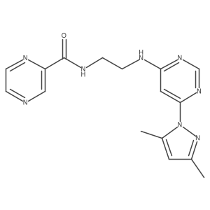 N-(2-((6-(3,5-dimethyl-1H-pyrazol-1-yl)pyrimidin-4-yl)amino)ethyl)pyrazine-2-carboxamide Structure