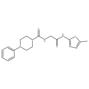 N-(2-{[(2Z)-5-methyl-1,3,4-thiadiazol-2(3H)-ylidene]amino}-2-oxoethyl)-4-phenylpiperazine-1-carboxamide结构式