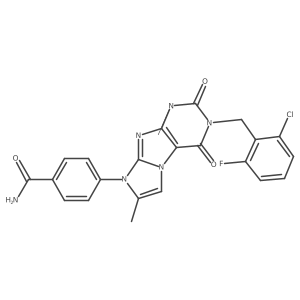 4-[2-[(2-Chloro-6-fluorophenyl)methyl]-4,7-dimethyl-1,3-dioxopurino[7,8-a]imidazol-6-yl]benzamide Structure