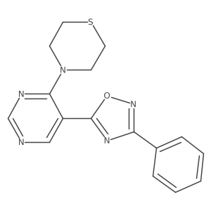 4-[5-(3-Phenyl-1,2,4-oxadiazol-5-yl)pyrimidin-4-yl]thiomorpholine Structure