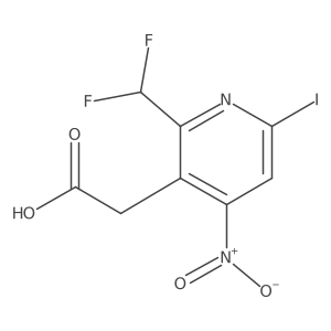 2-(Difluoromethyl)-6-iodo-4-nitropyridine-3-acetic acid Structure