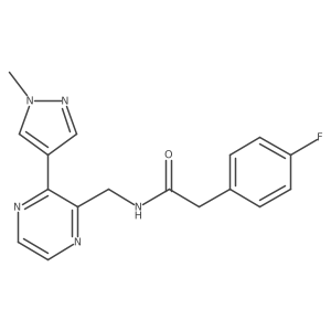 2-(4-fluorophenyl)-N-((3-(1-methyl-1H-pyrazol-4-yl)pyrazin-2-yl)methyl)acetamide结构式