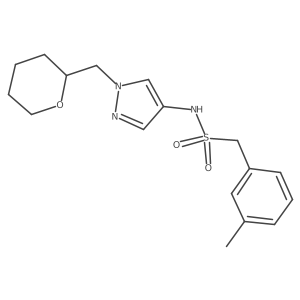 N-(1-((tetrahydro-2H-pyran-2-yl)methyl)-1H-pyrazol-4-yl)-1-(m-tolyl)methanesulfonamide Structure