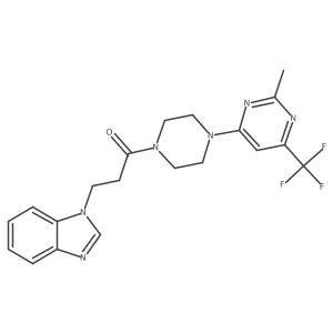 3-(1H-benzo[d]imidazol-1-yl)-1-(4-(2-methyl-6-(trifluoromethyl)pyrimidin-4-yl)piperazin-1-yl)propan-1-one结构式