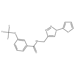 N-((1-(thiophen-2-yl)-1H-1,2,3-triazol-4-yl)methyl)-3-(trifluoromethoxy)benzamide结构式