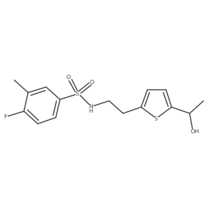 4-fluoro-N-(2-(5-(1-hydroxyethyl)thiophen-2-yl)ethyl)-3-methylbenzenesulfonamide Structure