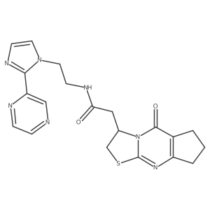 2-{2-oxo-10-thia-1,8-diazatricyclo[7.3.0.0^{3,7}]dodeca-3(7),8-dien-12-yl}-N-{2-[2-(pyrazin-2-yl)-1H-imidazol-1-yl]ethyl}acetamide结构式