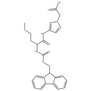 2-{4-[(2S)-2-({[(9H-fluoren-9-yl)methoxy]carbonyl}amino)-4-(methylsulfanyl)butanamido]-1H-pyrazol-1-yl}acetic acid结构式
