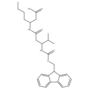 (3S)-3-[3-({[(9H-fluoren-9-yl)methoxy]carbonyl}amino)-4-methylpentanamido]heptanoic acid Structure