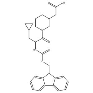 2-{1-[(2S)-3-cyclopropyl-2-({[(9H-fluoren-9-yl)methoxy]carbonyl}amino)propanoyl]piperidin-3-yl}acetic acid Structure
