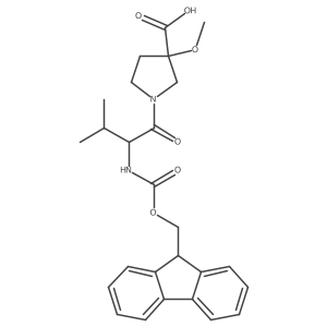 1-[2-({[(9H-fluoren-9-yl)methoxy]carbonyl}amino)-3-methylbutanoyl]-3-methoxypyrrolidine-3-carboxylic acid结构式