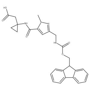 2-(1-{3-[({[(9H-fluoren-9-yl)methoxy]carbonyl}amino)methyl]-1-methyl-1H-pyrazole-5-amido}cyclopropyl)acetic acid Structure
