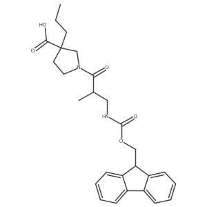 1-[3-({[(9H-fluoren-9-yl)methoxy]carbonyl}amino)-2-methylpropanoyl]-3-propylpyrrolidine-3-carboxylic acid结构式