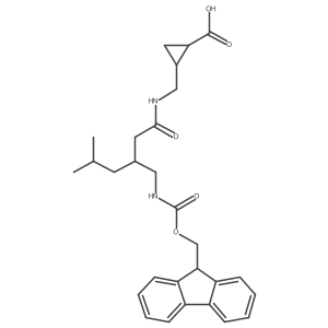 2-({3-[({[(9H-fluoren-9-yl)methoxy]carbonyl}amino)methyl]-5-methylhexanamido}methyl)cyclopropane-1-carboxylic acid结构式