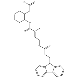 2-{4-[4-({[(9H-fluoren-9-yl)methoxy]carbonyl}amino)-2-methylbut-2-enamido]oxan-3-yl}acetic acid结构式
