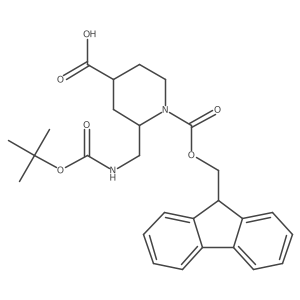 rac-(2R,4S)-2-({[(tert-butoxy)carbonyl]amino}methyl)-1-{[(9H-fluoren-9-yl)methoxy]carbonyl}piperidine-4-carboxylic acid Structure