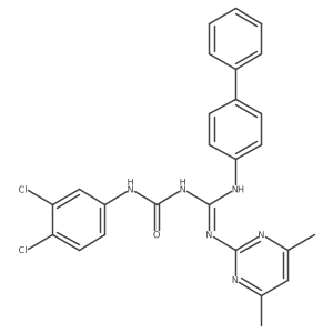 1-{(E)-(biphenyl-4-ylamino)[(4,6-dimethylpyrimidin-2-yl)amino]methylidene}-3-(3,4-dichlorophenyl)urea结构式