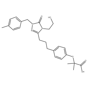 2-(4-{3-[4-(2-Hydroxy-ethyl)-1-(4-methyl-benzyl)-5-oxo-4,5-dihydro-1H-[1,2,4]triazol-3-yl]-propyl}-phenoxy)-2-methyl-propionic acid结构式