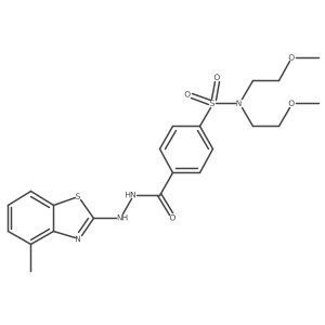 N,N-bis(2-methoxyethyl)-4-(2-(4-methylbenzo[d]thiazol-2-yl)hydrazinecarbonyl)benzenesulfonamide结构式