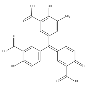 (E)-3-Amino-5-((3-carboxy-4-hydroxyphenyl)(3-carboxy-4-oxocyclohexa-2,5-dien-1-ylidene)methyl)-2-hydroxybenzoic acid结构式