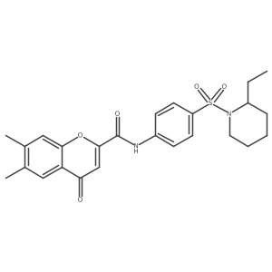 N-{4-[(2-ethylpiperidin-1-yl)sulfonyl]phenyl}-6,7-dimethyl-4-oxo-4H-chromene-2-carboxamide结构式