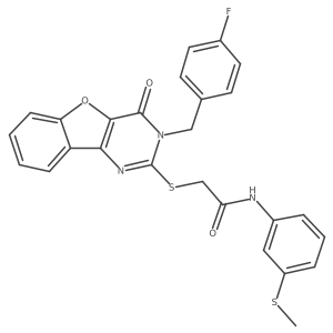 2-((3-(4-fluorobenzyl)-4-oxo-3,4-dihydrobenzofuro[3,2-d]pyrimidin-2-yl)thio)-N-(3-(methylthio)phenyl)acetamide结构式