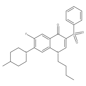 1-butyl-6-fluoro-7-(4-methylpiperidin-1-yl)-3-(phenylsulfonyl)quinolin-4(1H)-one结构式