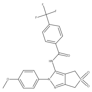 N-(2-(4-methoxyphenyl)-5,5-dioxido-4,6-dihydro-2H-thieno[3,4-c]pyrazol-3-yl)-4-(trifluoromethyl)benzamide结构式