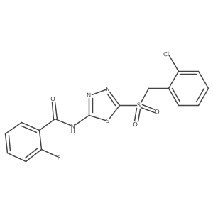 N-[(2Z)-5-[(2-chlorobenzyl)sulfonyl]-1,3,4-thiadiazol-2(3H)-ylidene]-2-fluorobenzamide结构式
