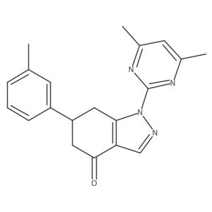 1-(4,6-dimethylpyrimidin-2-yl)-6-(3-methylphenyl)-1,5,6,7-tetrahydro-4H-indazol-4-one结构式