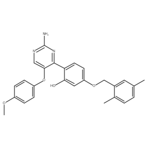 2-[2-Amino-5-(4-methoxyphenoxy)pyrimidin-4-YL]-5-[(2,5-dimethylphenyl)methoxy]phenol Structure