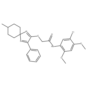 N-(5-chloro-2,4-dimethoxyphenyl)-2-({8-methyl-3-phenyl-1,4-diazaspiro[4.5]deca-1,3-dien-2-yl}sulfanyl)acetamide结构式