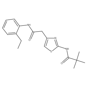 N-(4-(2-((2-ethylphenyl)amino)-2-oxoethyl)thiazol-2-yl)pivalamide结构式