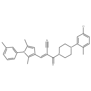 2-[4-(5-chloro-2-methylphenyl)piperazine-1-carbonyl]-3-[2,5-dimethyl-1-(3-methylphenyl)-1H-pyrrol-3-yl]prop-2-enenitrile结构式