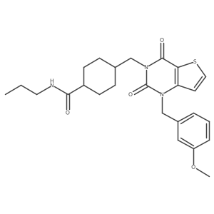4-((1-(3-methoxybenzyl)-2,4-dioxo-1,2-dihydrothieno[3,2-d]pyrimidin-3(4H)-yl)methyl)-N-propylcyclohexanecarboxamide结构式