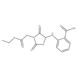 2-((3-(2-Ethoxy-2-oxoethyl)-2,4-dioxothiazolidin-5-yl)amino)benzoic acid结构式