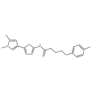 N-[5-(1,5-dimethyl-1H-pyrazol-3-yl)-1,3,4-oxadiazol-2-yl]-4-[(4-fluorophenyl)sulfanyl]butanamide Structure