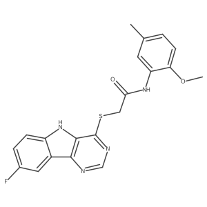 2-((8-fluoro-5H-pyrimido[5,4-b]indol-4-yl)thio)-N-(2-methoxy-5-methylphenyl)acetamide结构式