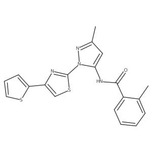 2-methyl-N-(3-methyl-1-(4-(thiophen-2-yl)thiazol-2-yl)-1H-pyrazol-5-yl)benzamide Structure