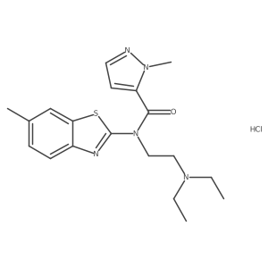 N-(2-(diethylamino)ethyl)-1-methyl-N-(6-methylbenzo[d]thiazol-2-yl)-1H-pyrazole-5-carboxamide hydrochloride结构式
