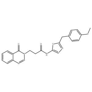 N-[(2Z)-5-(4-methoxybenzyl)-1,3,4-thiadiazol-2(3H)-ylidene]-3-(4-oxo-1,2,3-benzotriazin-3(4H)-yl)propanamide结构式