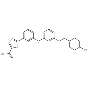 5-[2-[3-[2-(4-Hydroxypiperidin-1-yl)ethyl]anilino]pyrimidin-4-yl]thiophene-2-carboxylic acid Structure