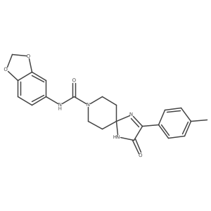 N-(2H-1,3-benzodioxol-5-yl)-2-(4-methylphenyl)-3-oxo-1,4,8-triazaspiro[4.5]dec-1-ene-8-carboxamide结构式