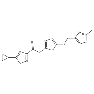 5-cyclopropyl-N-(5-(((2-methylthiazol-4-yl)methyl)thio)-1,3,4-thiadiazol-2-yl)isoxazole-3-carboxamide Structure