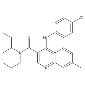 N-(4-chlorophenyl)-3-(2-ethylpiperidine-1-carbonyl)-7-methyl-1,8-naphthyridin-4-amine结构式