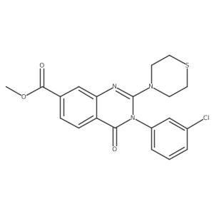 Methyl 3-(3-chlorophenyl)-4-oxo-2-thiomorpholino-3,4-dihydroquinazoline-7-carboxylate结构式