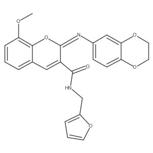 (2Z)-2-(2,3-dihydro-1,4-benzodioxin-6-ylimino)-N-(furan-2-ylmethyl)-8-methoxy-2H-chromene-3-carboxamide Structure
