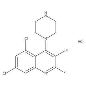 3-Bromo-5,7-dichloro-2-methyl-4-(piperazin-1-yl)quinoline hydrochloride结构式