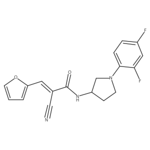 2-cyano-N-[1-(2,4-difluorophenyl)pyrrolidin-3-yl]-3-(furan-2-yl)prop-2-enamide结构式