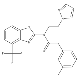 N-(2-(1H-pyrazol-1-yl)ethyl)-2-(m-tolyl)-N-(4-(trifluoromethyl)benzo[d]thiazol-2-yl)acetamide结构式
